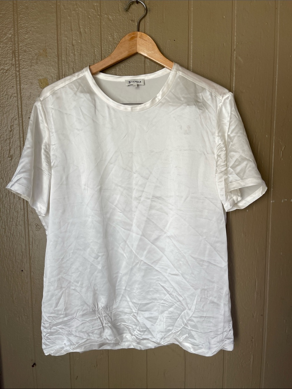 Lilysilk Mulberry Silk Women White Crew Neck Shirt Size S